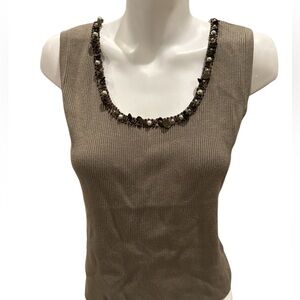 Bellidini‎ beaded ribbed Y2K knit tank -